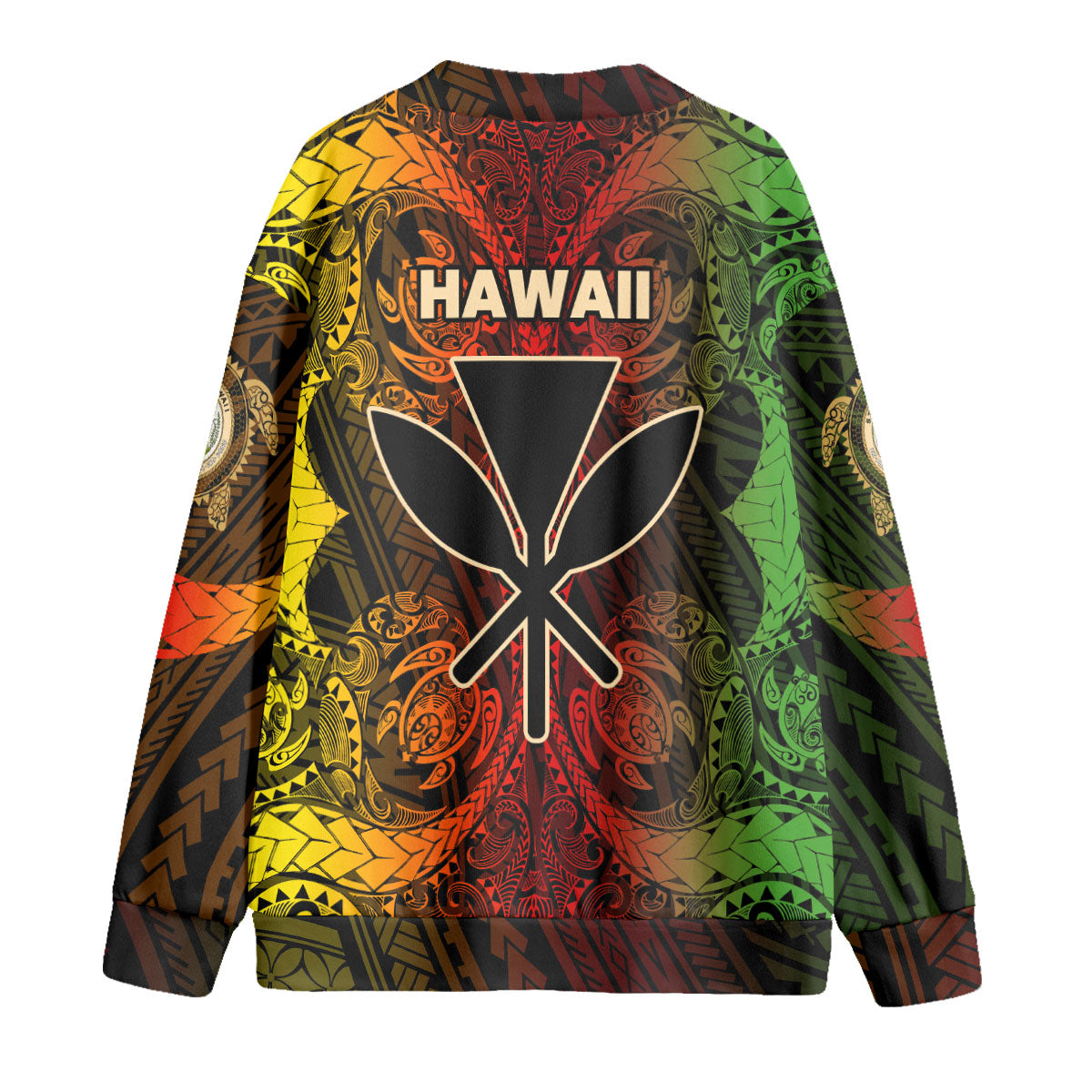 Kanaka Maoli Hawaii Knitted Fleece Cardigan Reggae Style