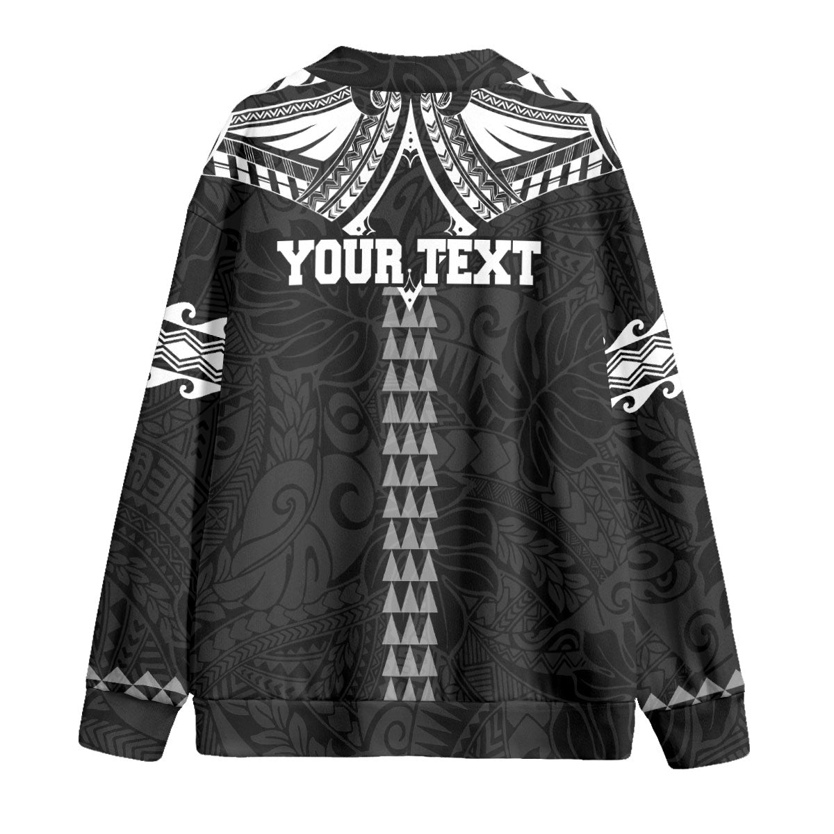 Custom Hawaii Ikaika Warrior Knitted Fleece Cardigan Polynesian Tattoo Style