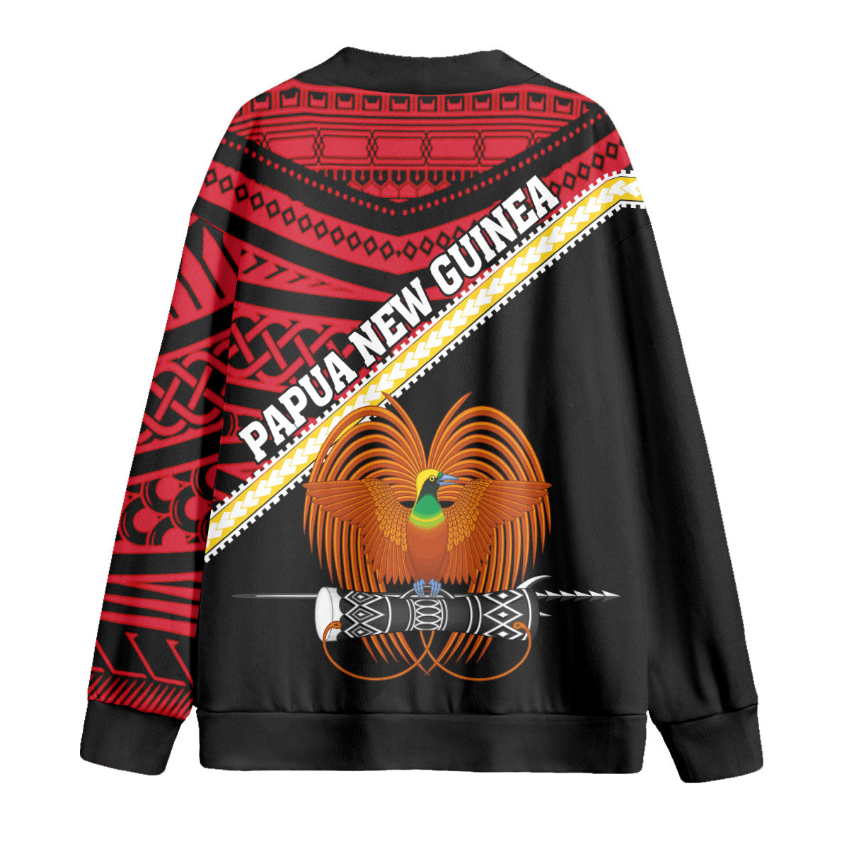 Papua New Guinea Knitted Fleece Cardigan Polynesian Flag Style