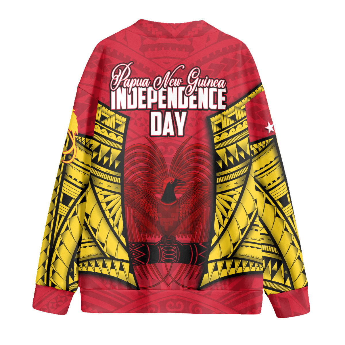 Papua New Guinea Independence Day Knitted Fleece Cardigan Raggiana Bird of Paradise Style