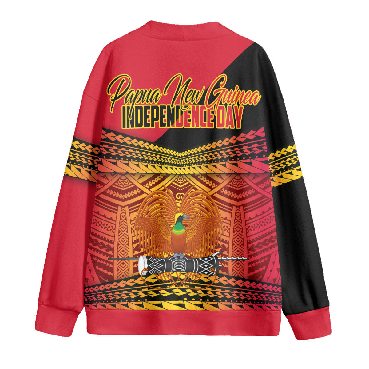 Papua New Guinea Independence Day Knitted Fleece Cardigan PNG Emblem Style