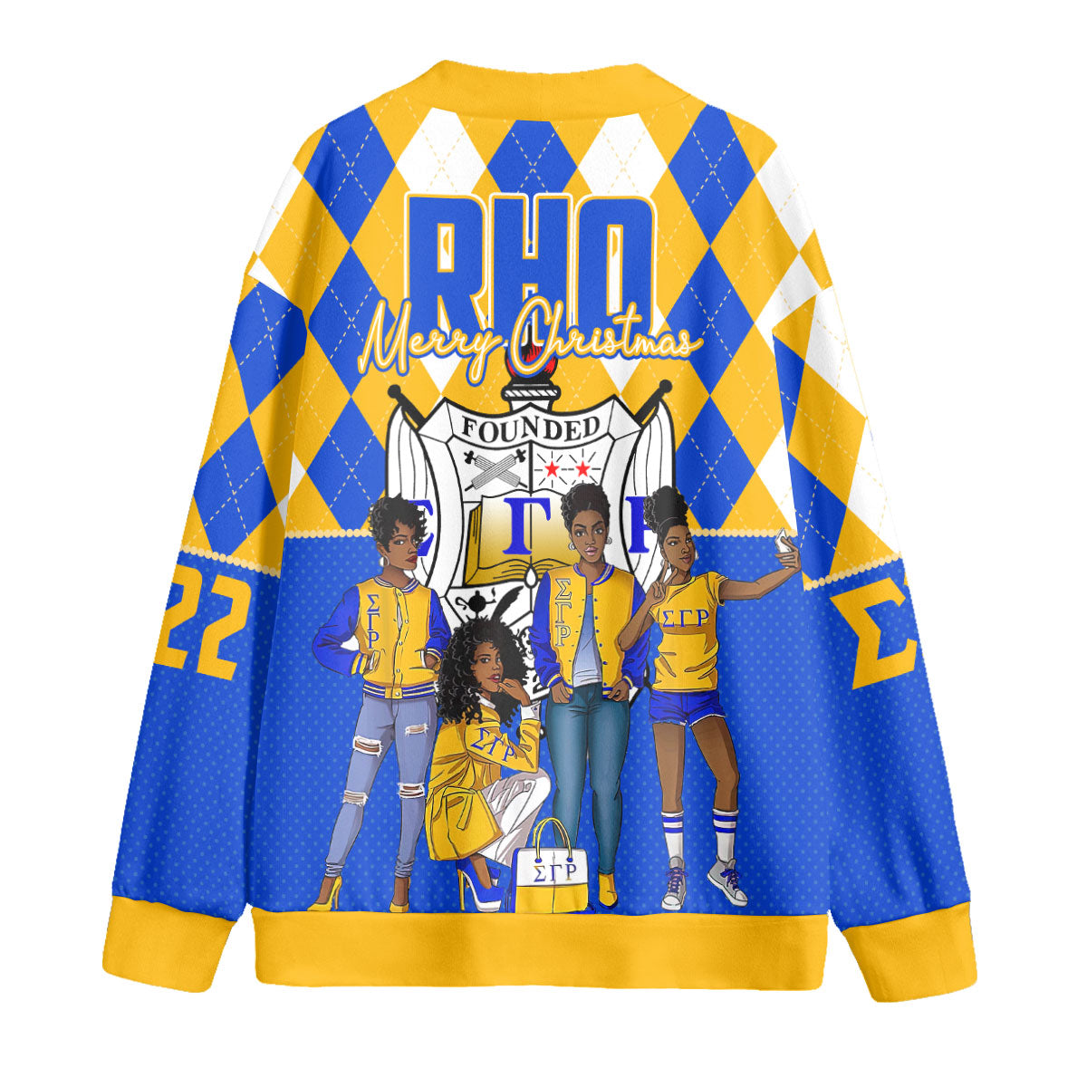 Sorority Shirt - Christmas Sigma Gamma Rho Girl Knitted Fleece Cardigan Rhombus Pattern Style