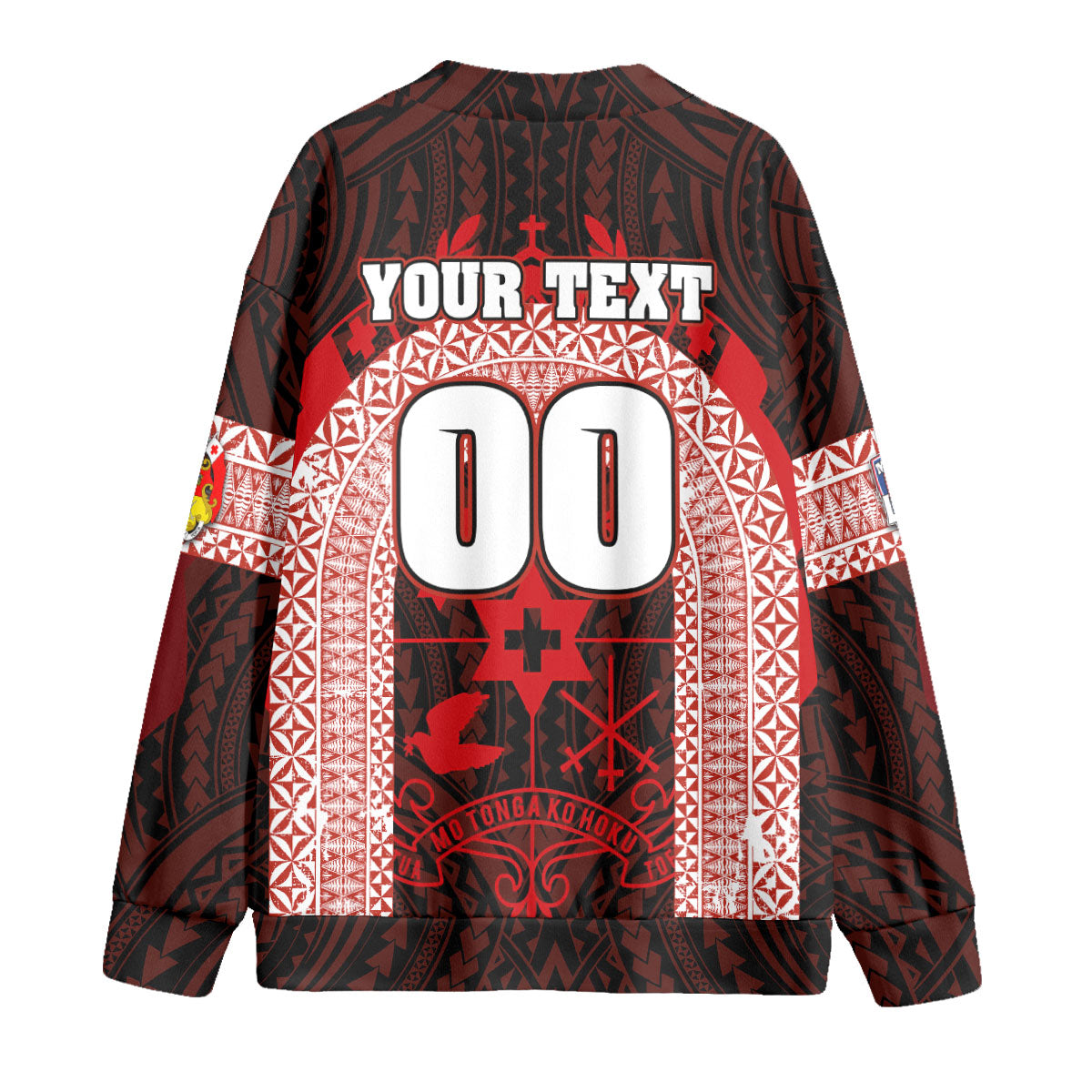 Custom Tonga Mate Ma'a Rugby League Knitted Fleece Cardigan