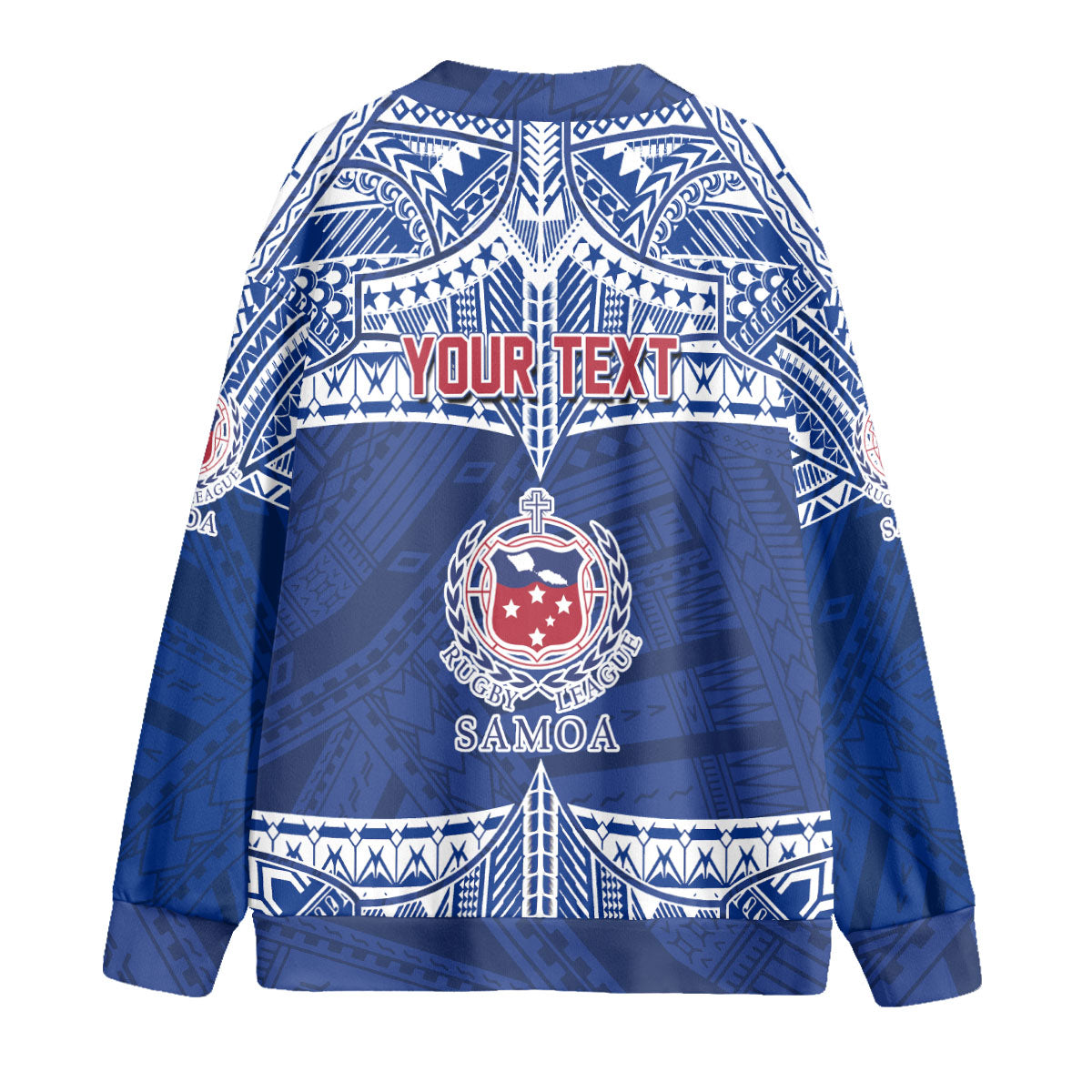 Custom Samoa TOA Rugby Knitted Fleece Cardigan Map Style