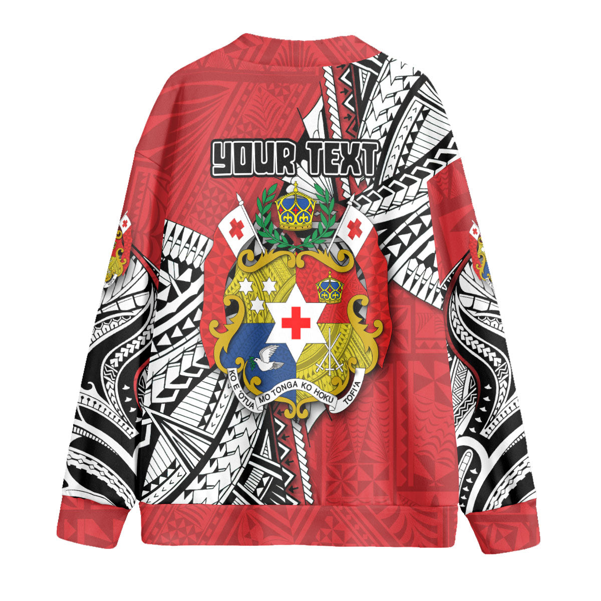 Custom Tonga Vava'u Lahi Coat Of Arms Knitted Fleece Cardigan