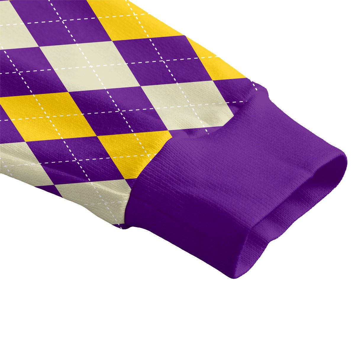 Fraternity Shirt - OPP Christmas Knitted Fleece Cardigan Bulldog Purple Gold Caro Pattern Style