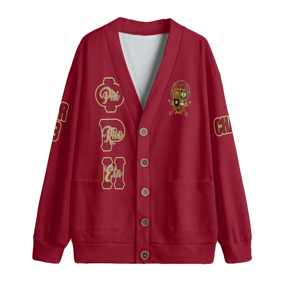 Fraternity Shirt - Personalized Phi Rho Eta Knitted Fleece Cardigan Original Maroon Style