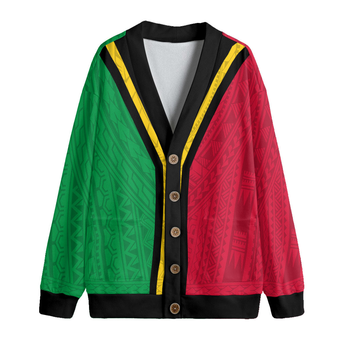 Vanuatu Knitted Fleece Cardigan Polynesian Flag Style