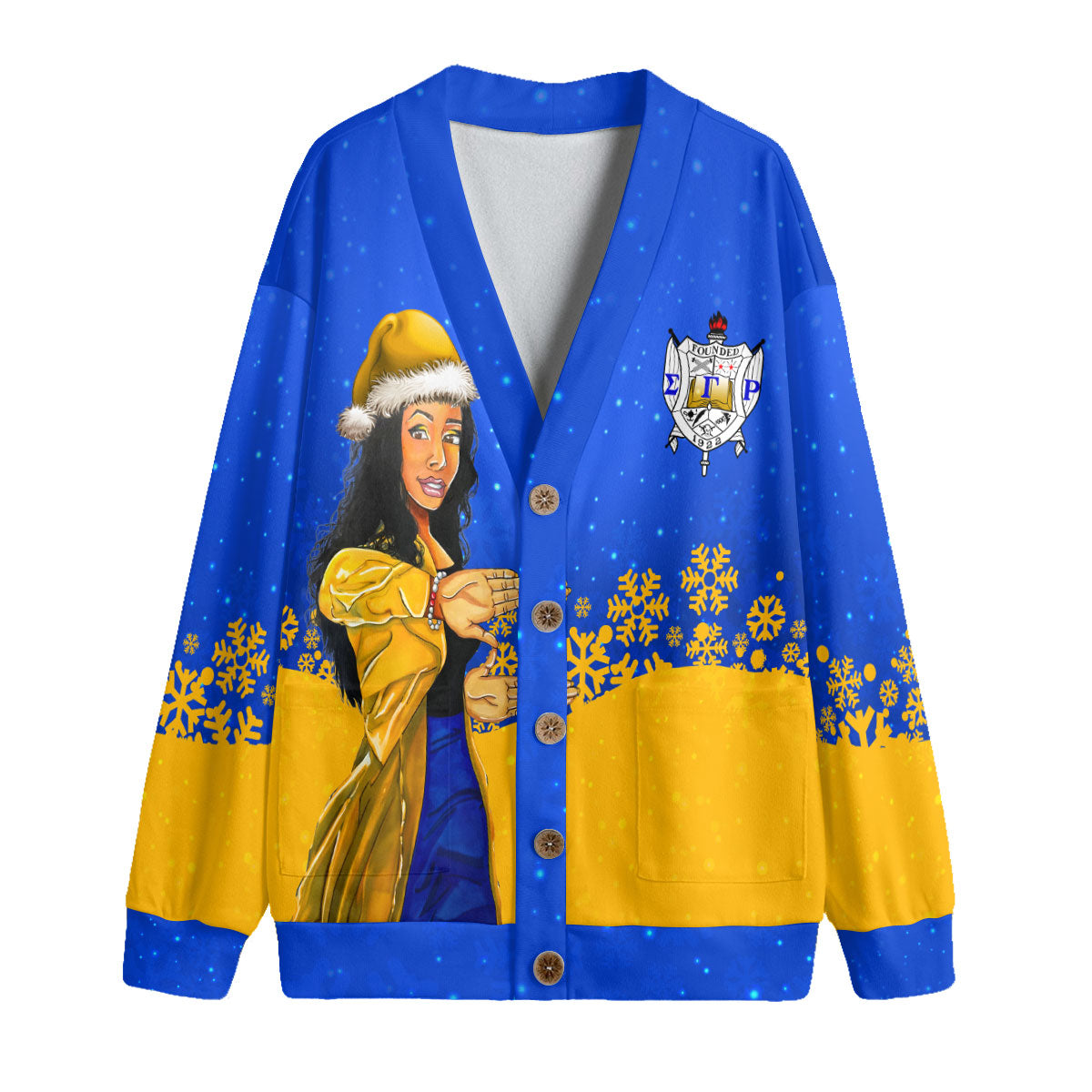 Sorority Shirt - Sigma Gamma Rho Christmas Girl Knitted Fleece Cardigan Pretty Poodles Style