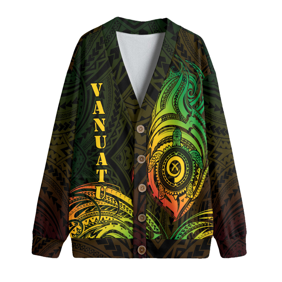 Vanuatu Knitted Fleece Cardigan Polynesian Reggae Style