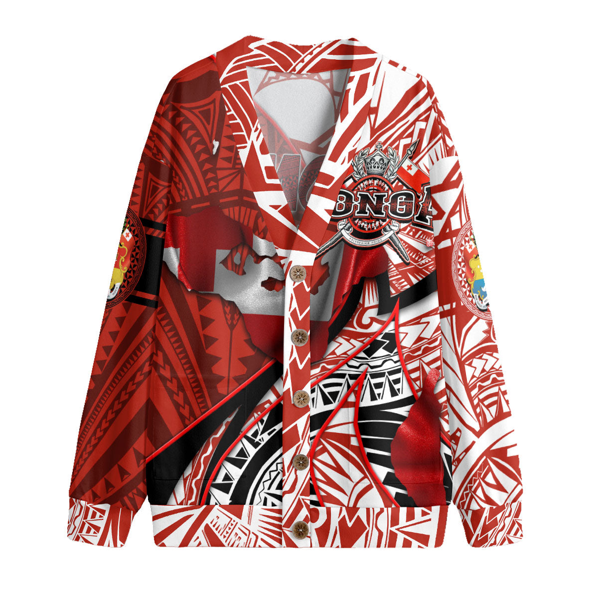 Tonga In My Heart Royal Coat Of Arms Knitted Fleece Cardigan