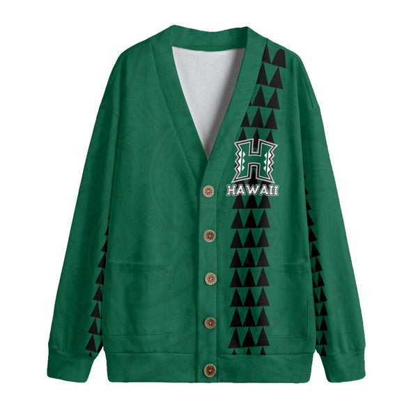 Custom Hawaii Rainbow Warriors Rugby Knitted Fleece Cardigan