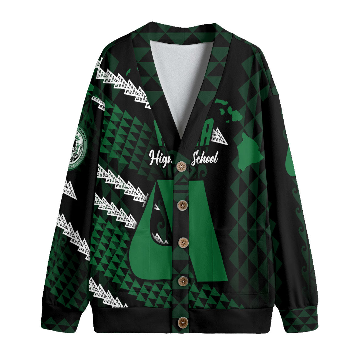 Hawaii Aiea High School Custom Knitted Fleece Cardigan Map Style