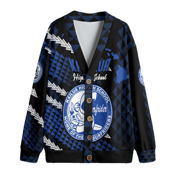 Hawaii Kailua High School Custom Knitted Fleece Cardigan Map Style