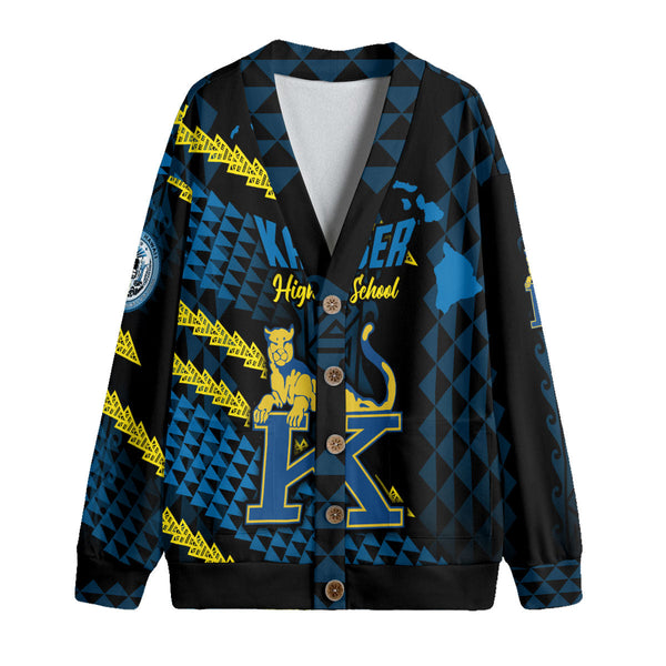 Hawaii Kaiser High School Custom Knitted Fleece Cardigan Map Style