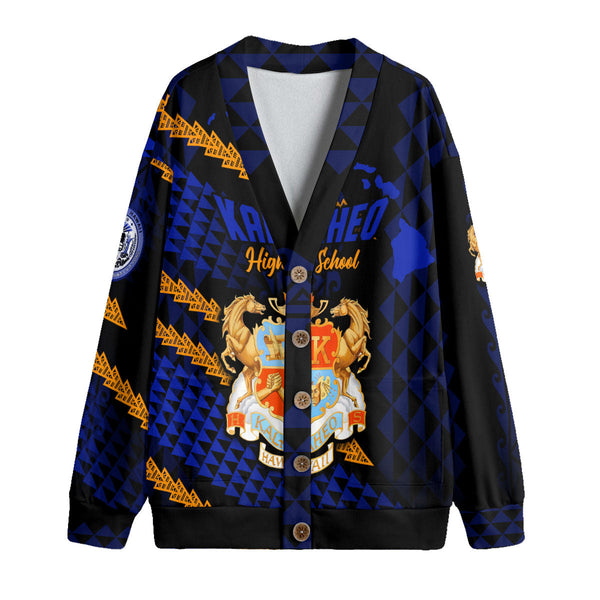 Hawaii Kalaheo High School Custom Knitted Fleece Cardigan Map Style