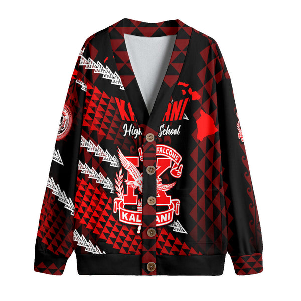 Hawaii Kalani High School Custom Knitted Fleece Cardigan Map Style