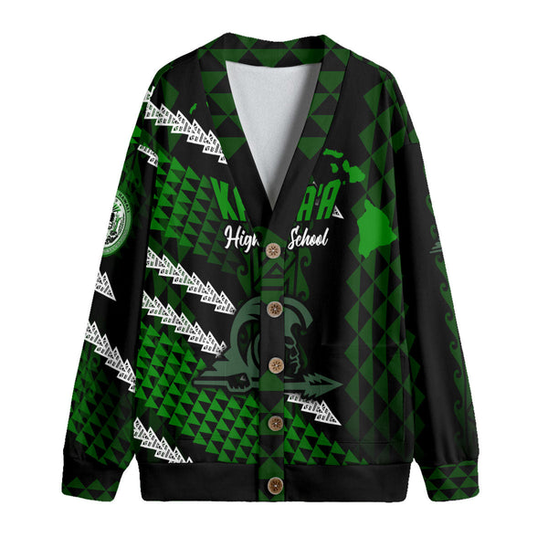 Hawaii Kapaa High School Custom Knitted Fleece Cardigan Map Style