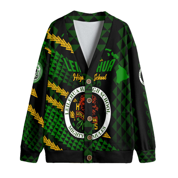 Hawaii Leilehua High School Custom Knitted Fleece Cardigan Map Style