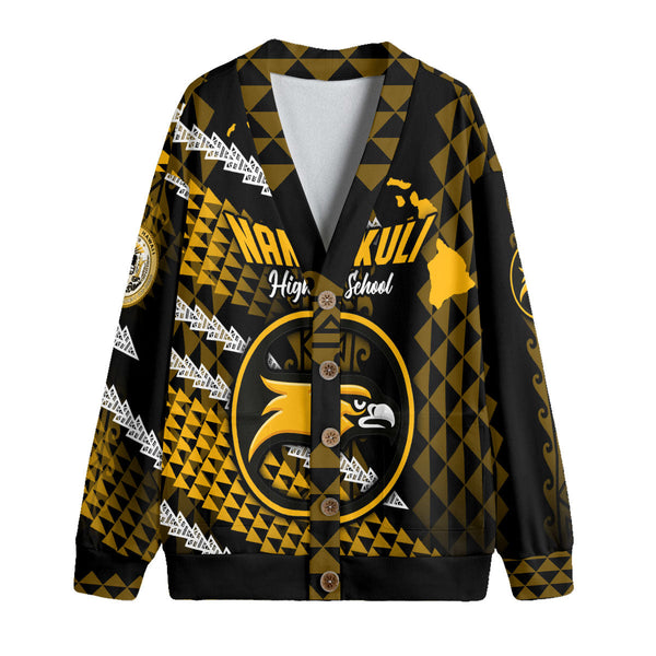 Hawaii Nanakuli High School Custom Knitted Fleece Cardigan Map Style