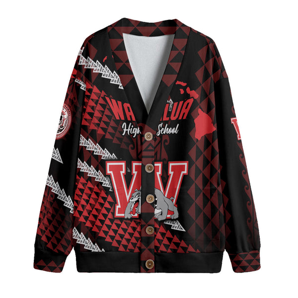 Hawaii Waialua High & Intermediate School Custom Knitted Fleece Cardigan Map Style