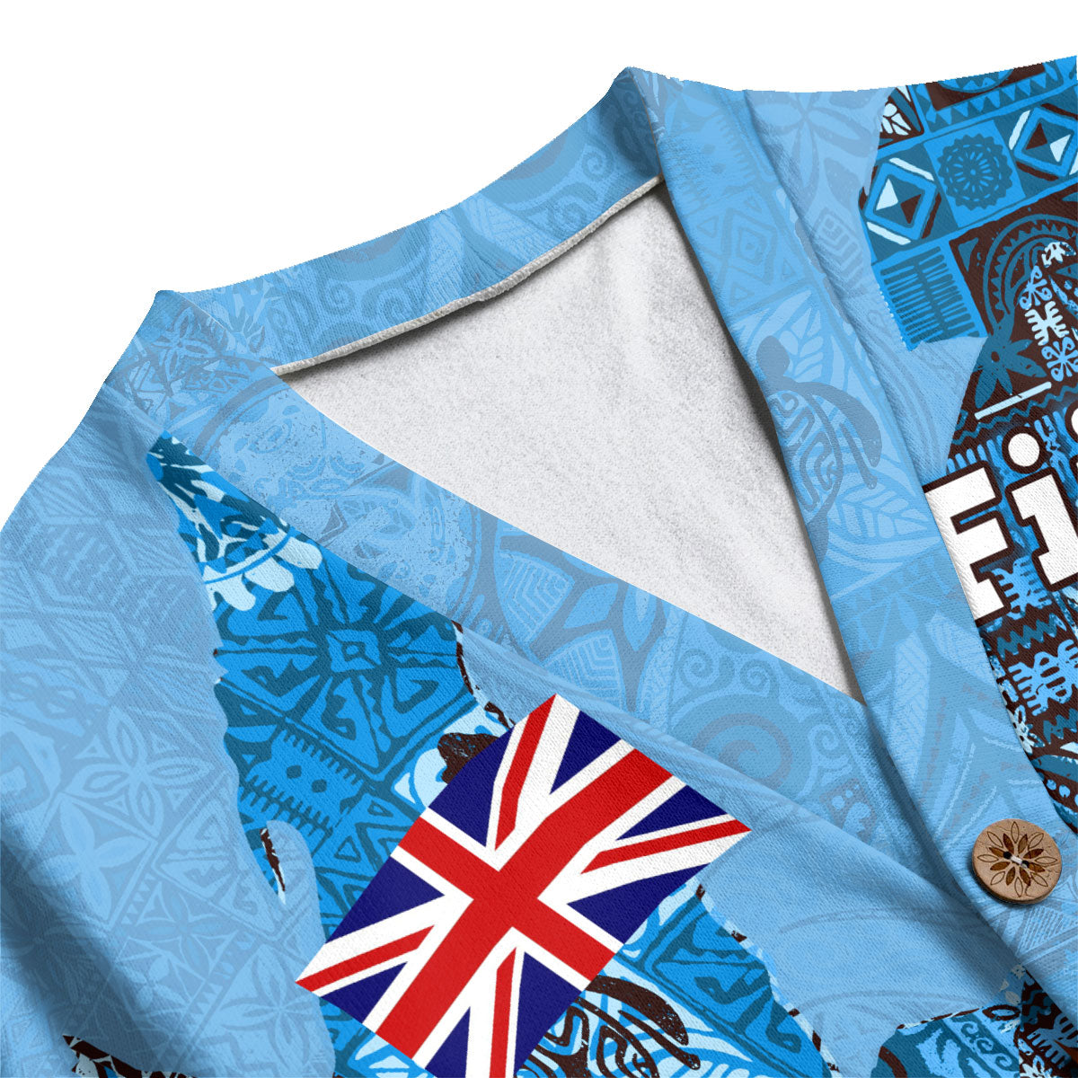 Fiji Flag & Coat Of Arms Knitted Fleece Cardigan