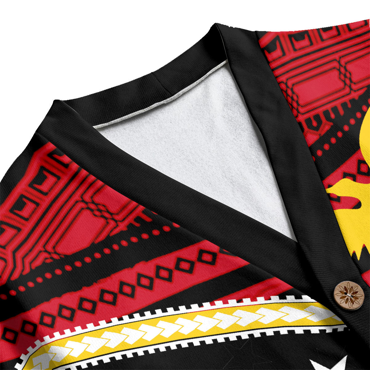 Papua New Guinea Knitted Fleece Cardigan Polynesian Flag Style