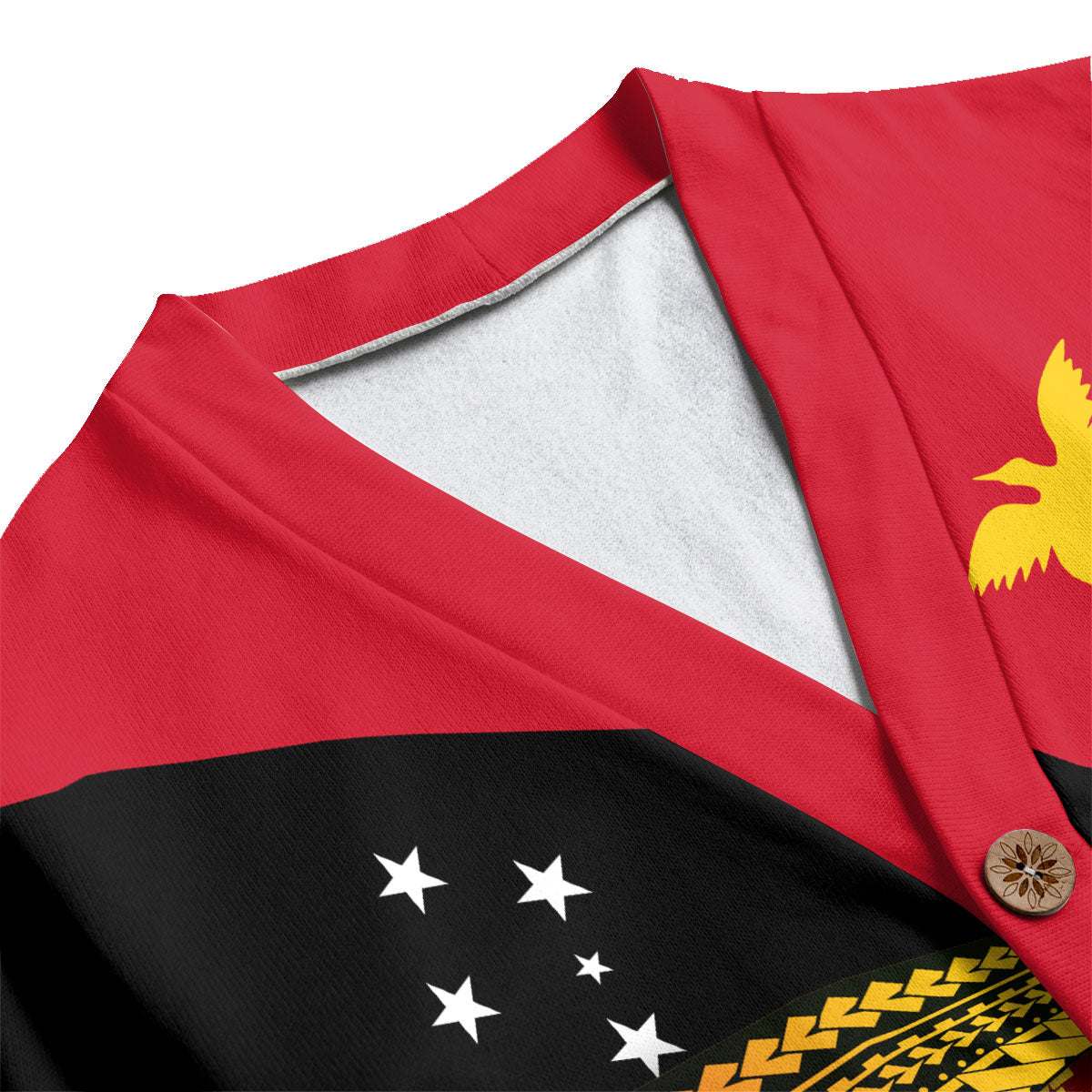 Papua New Guinea Independence Day Knitted Fleece Cardigan PNG Emblem Style