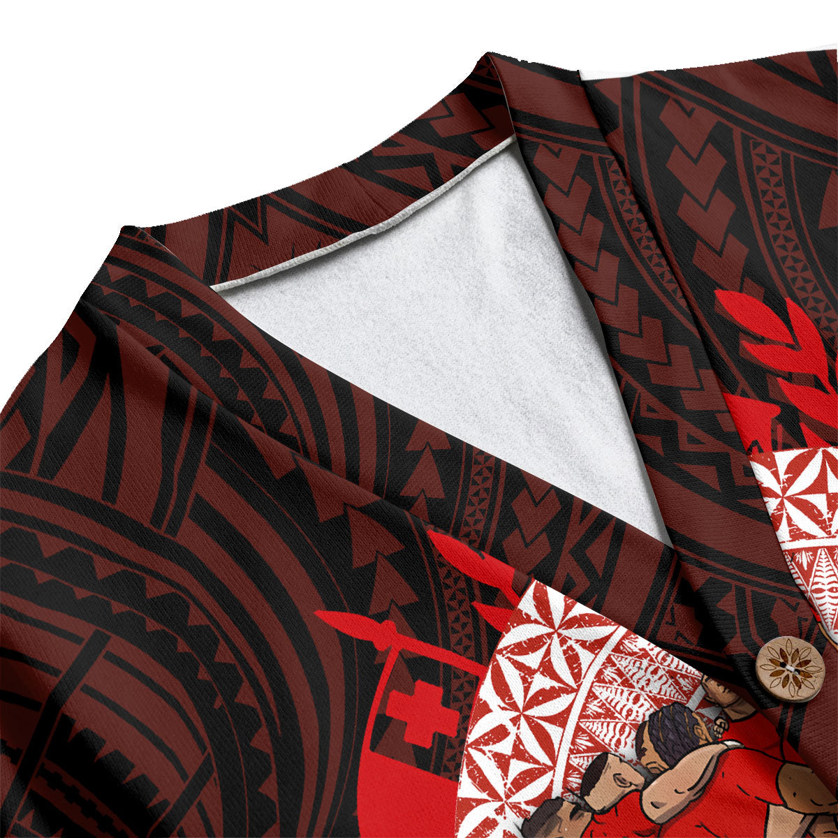 Custom Tonga Mate Ma'a Rugby League Knitted Fleece Cardigan