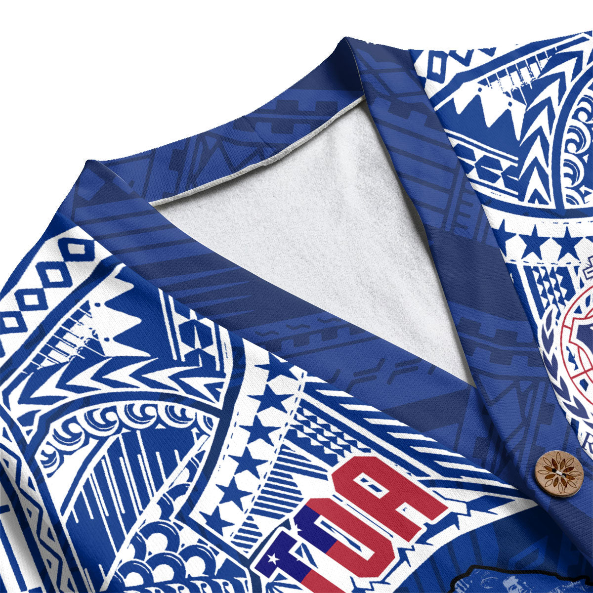 Custom Samoa TOA Rugby Knitted Fleece Cardigan Map Style