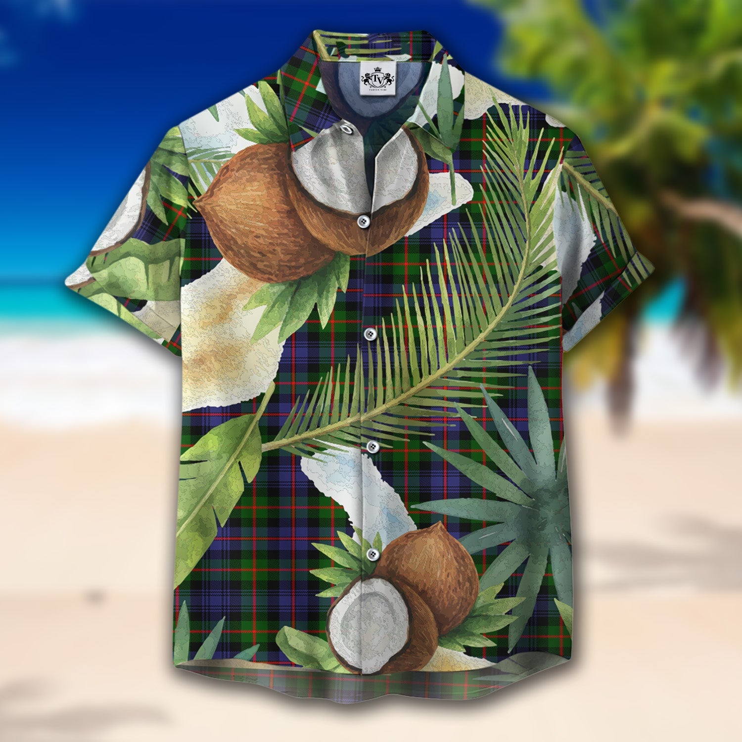 Scottish Tartan Fleming Clan Hawaiian Shirt Hibiscus - Tropical Garden Style