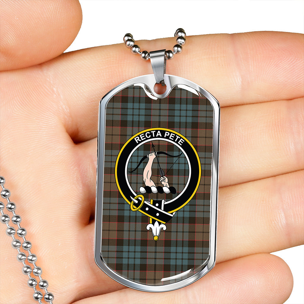 Fletcher Family Weathered Clan Badge Classic Tartan Dog Tag Necklace