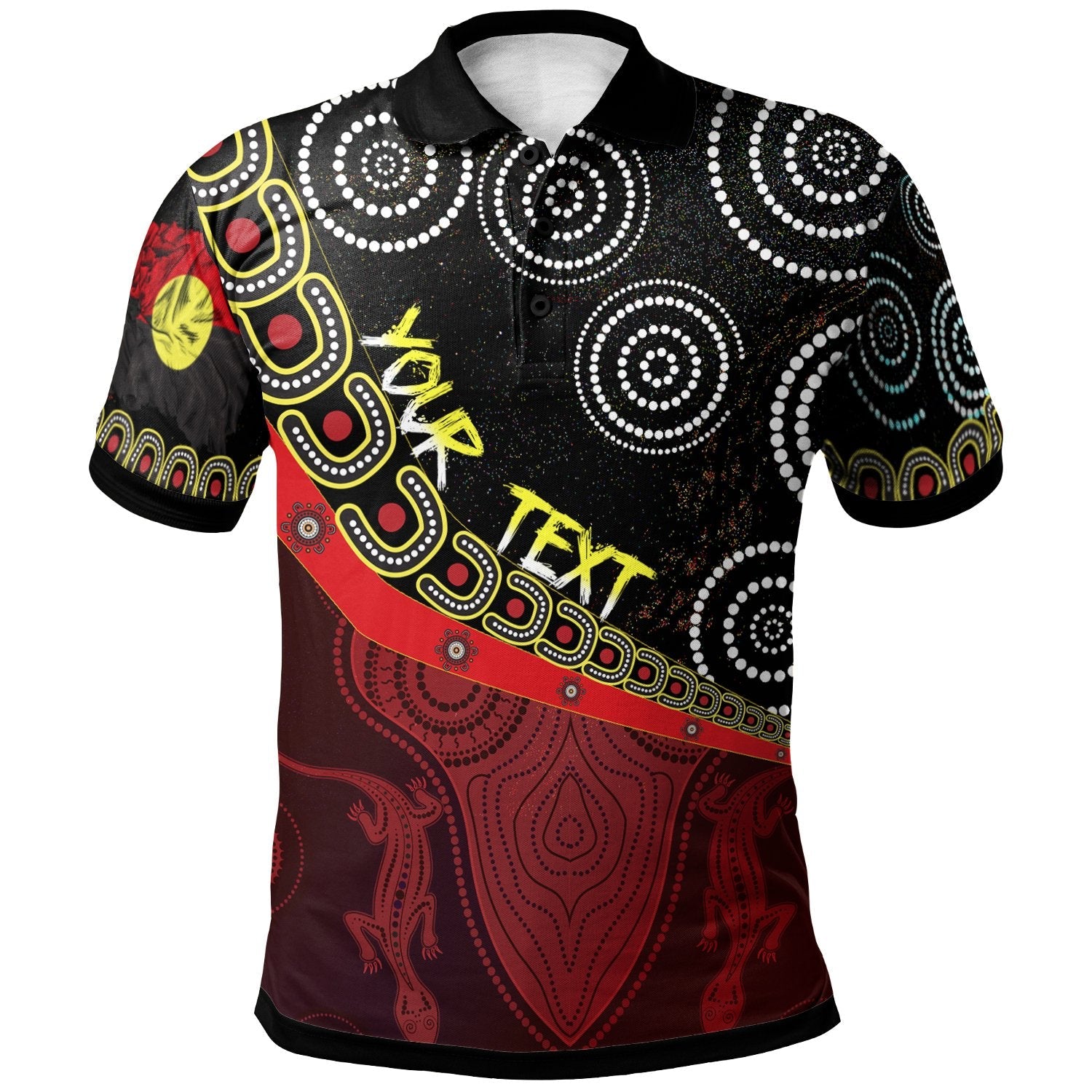 Aboriginal Polo - (Custom Text) Breakout Aboriginal Flags & Dot Acrylic Paint Style Naidoc Polo Shirt