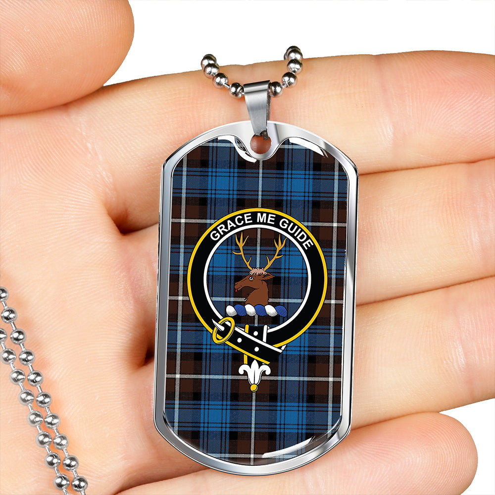 Forbes Brown Modern Clan Badge Classic Tartan Dog Tag Necklace
