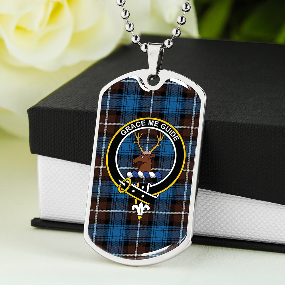 Forbes Brown Modern Clan Badge Classic Tartan Dog Tag Necklace