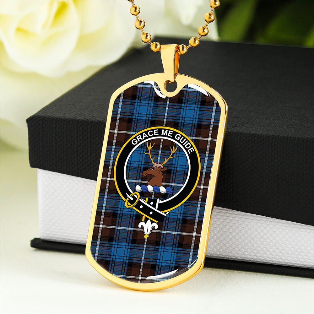 Forbes Brown Modern Clan Badge Classic Tartan Dog Tag Necklace