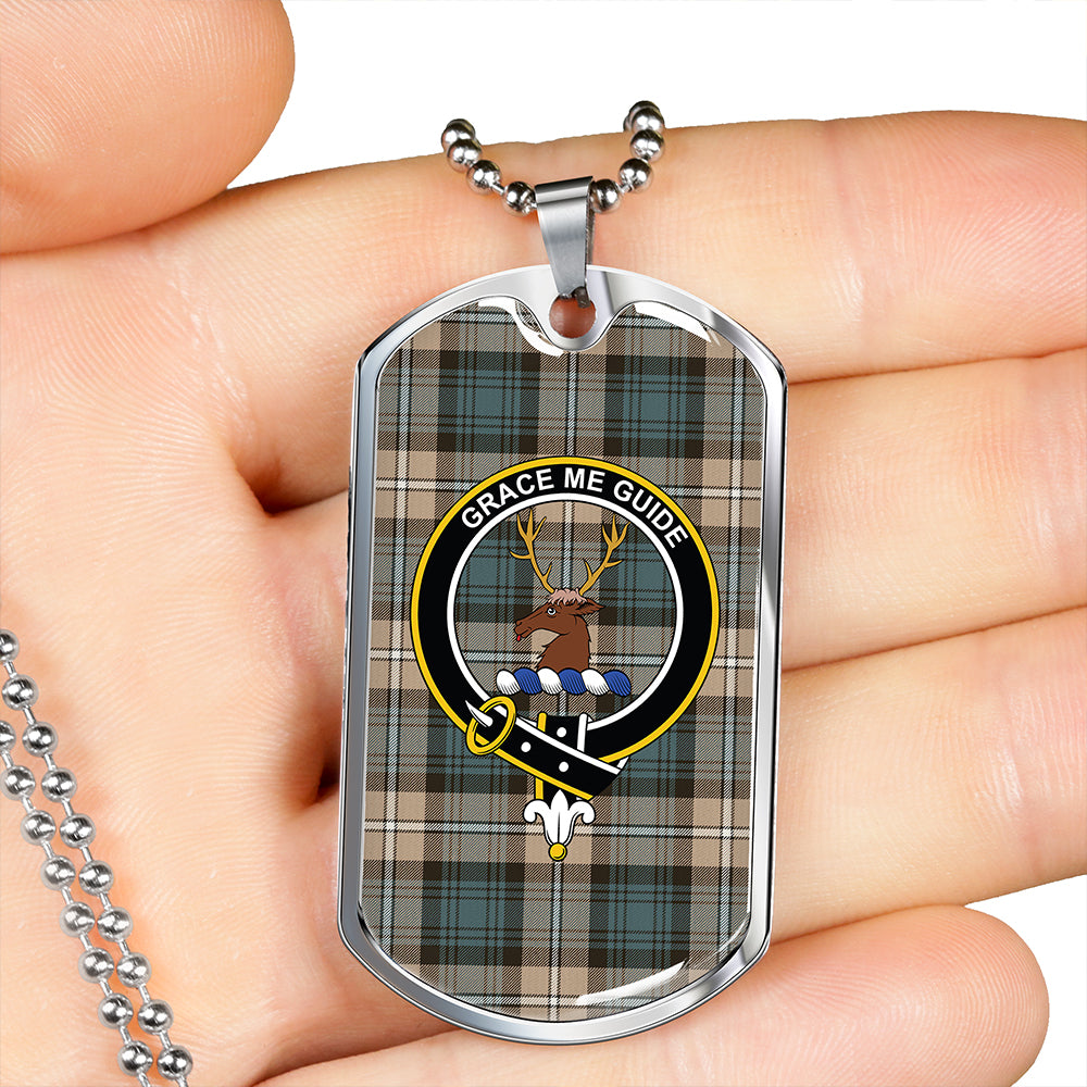 Forbes Brown Weathered Clan Badge Classic Tartan Dog Tag Necklace