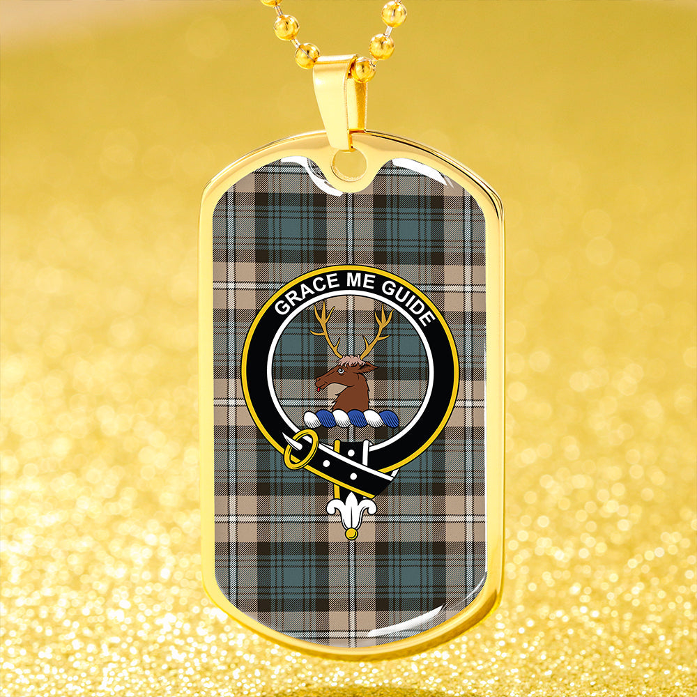 Forbes Brown Weathered Clan Badge Classic Tartan Dog Tag Necklace