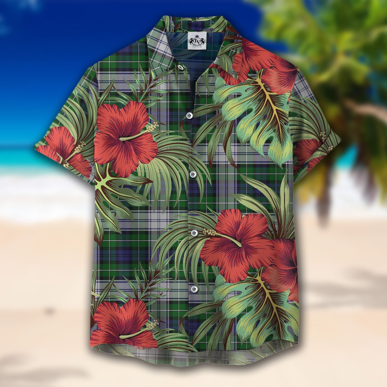 Scottish Tartan Forbes Dress Clan Hawaiian Shirt Hibiscus - Tropical Garden Style