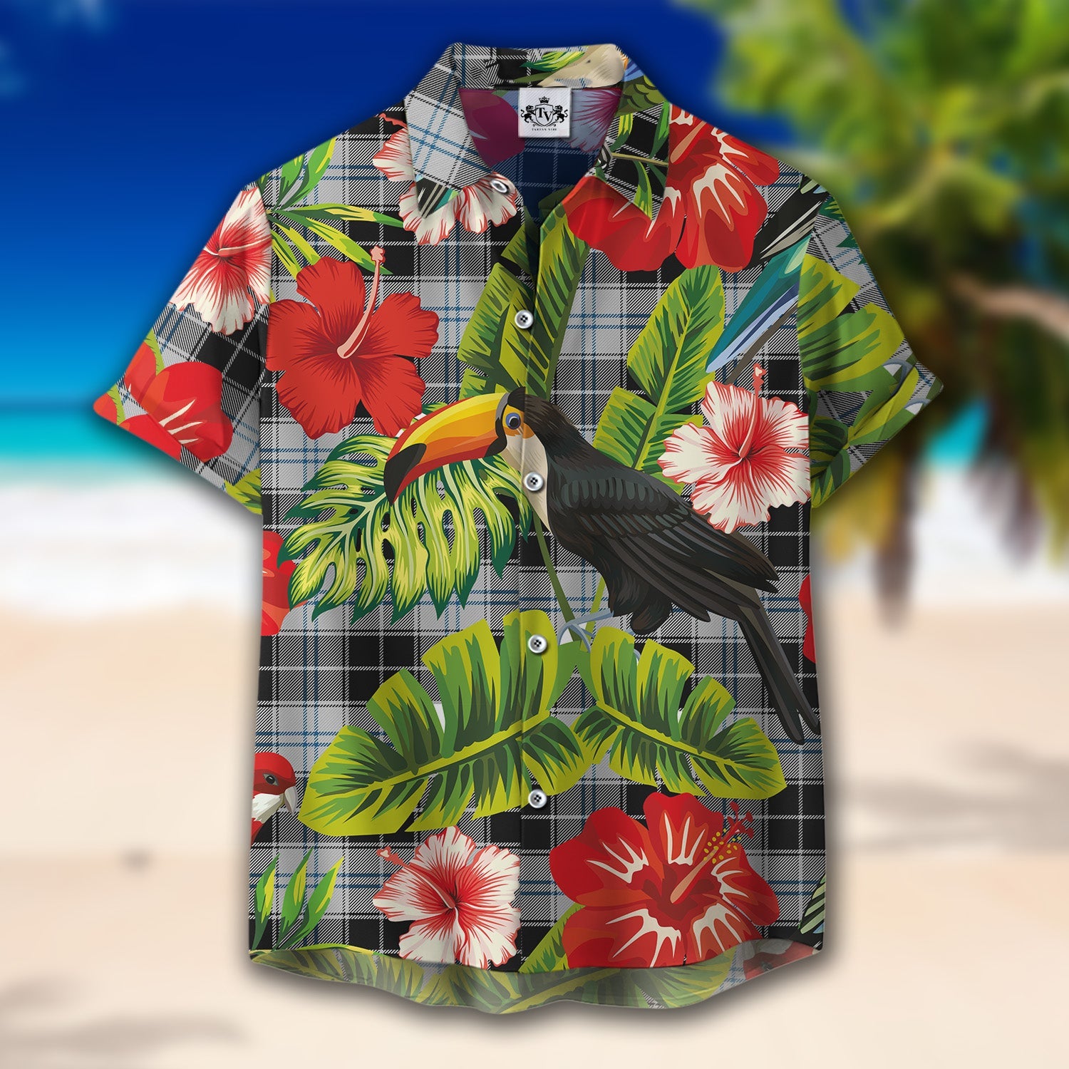 Scottish Tartan Forbes Dress Originaux Clan Hawaiian Shirt Hibiscus - Tropical Garden Style