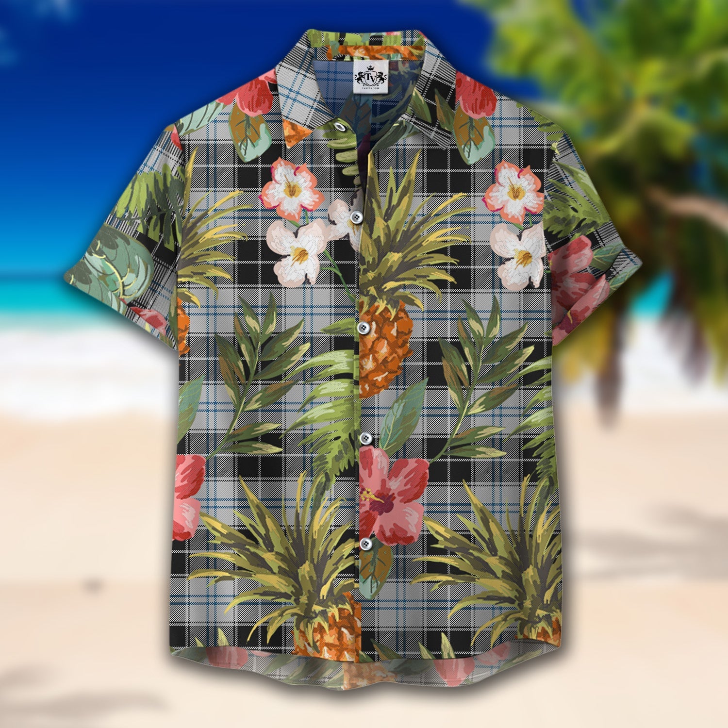 Scottish Tartan Forbes Dress Originaux Clan Hawaiian Shirt Hibiscus - Tropical Garden Style