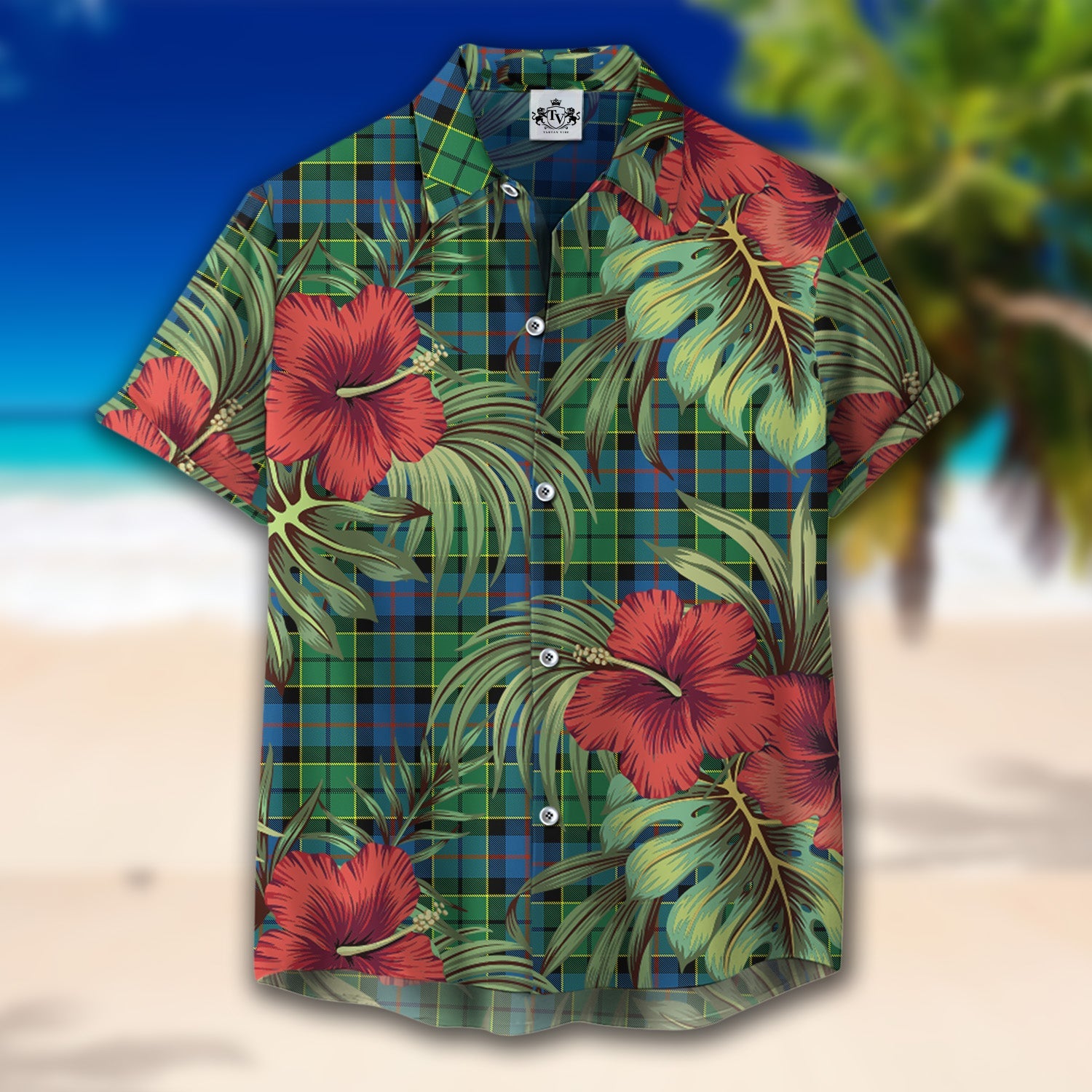 Scottish Tartan Forsyth Ancient Clan Hawaiian Shirt Hibiscus - Tropical Garden Style