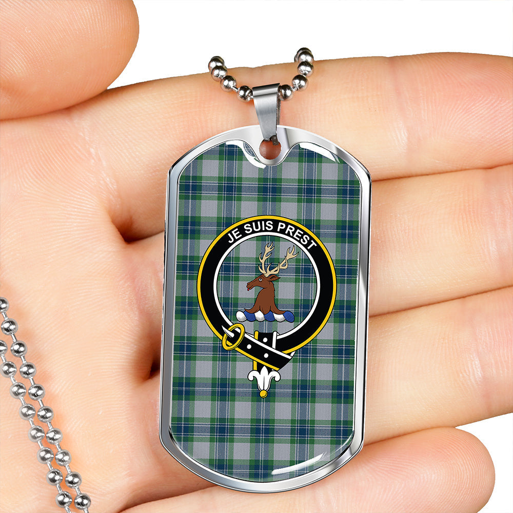 Fraser Arisaid Green Clan Badge Classic Tartan Dog Tag Necklace