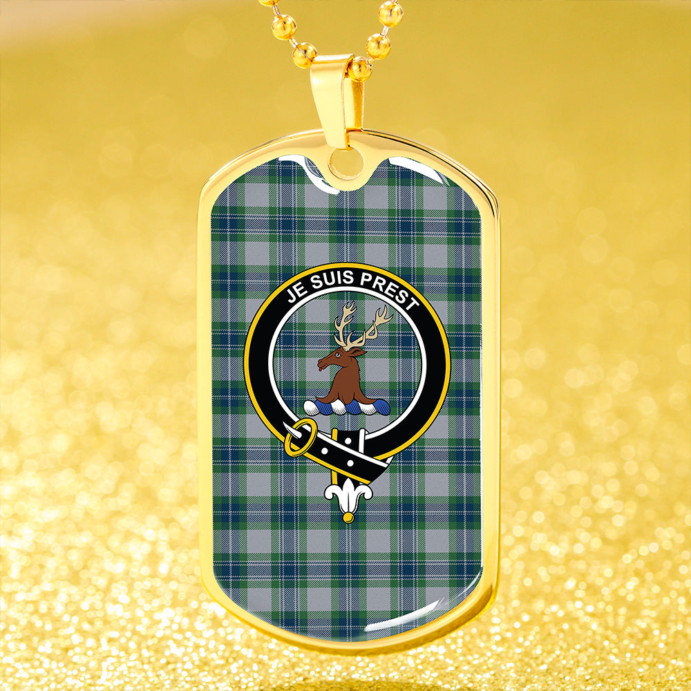 Fraser Arisaid Green Clan Badge Classic Tartan Dog Tag Necklace
