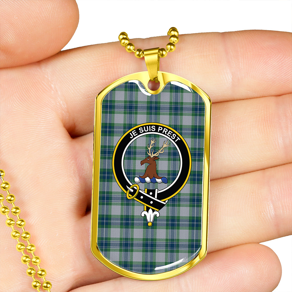 Fraser Arisaid Green Clan Badge Classic Tartan Dog Tag Necklace