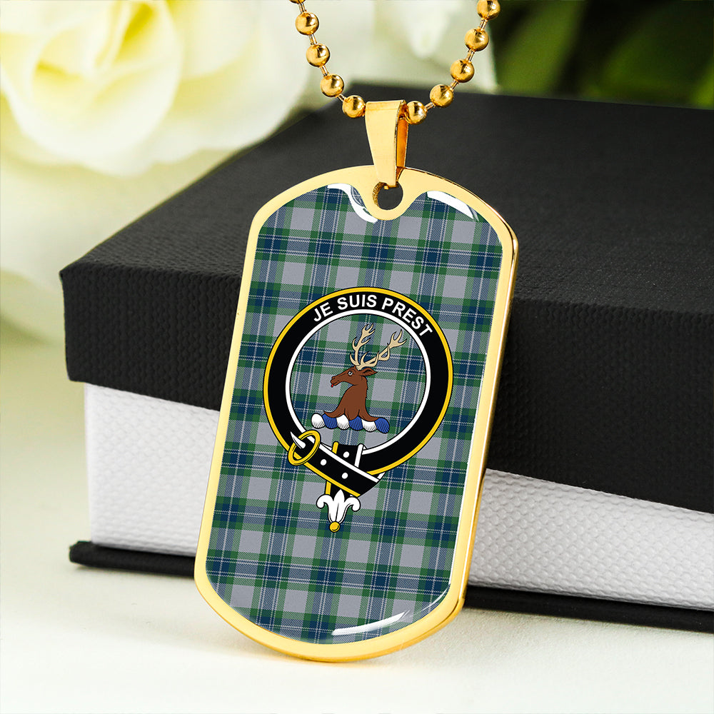 Fraser Arisaid Green Clan Badge Classic Tartan Dog Tag Necklace