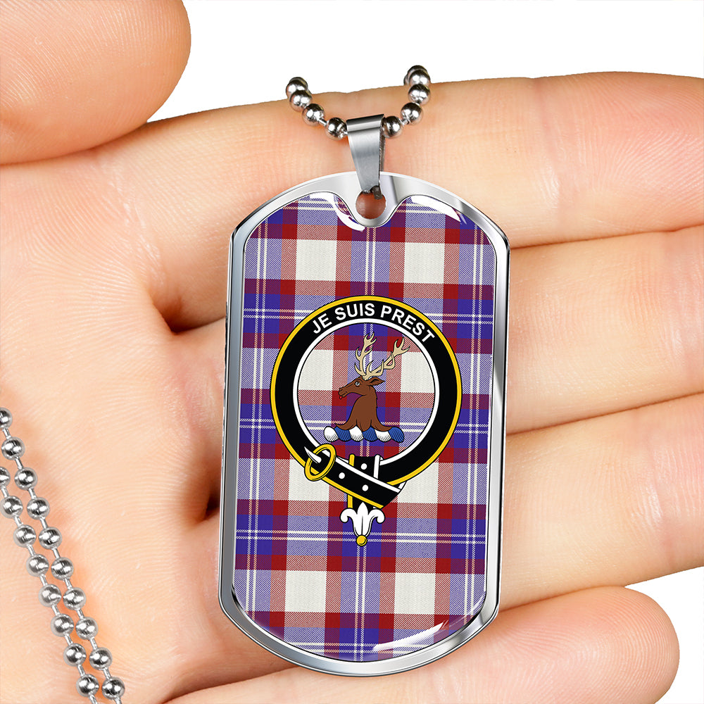 Fraser Arisaid Red Clan Badge Classic Tartan Dog Tag Necklace