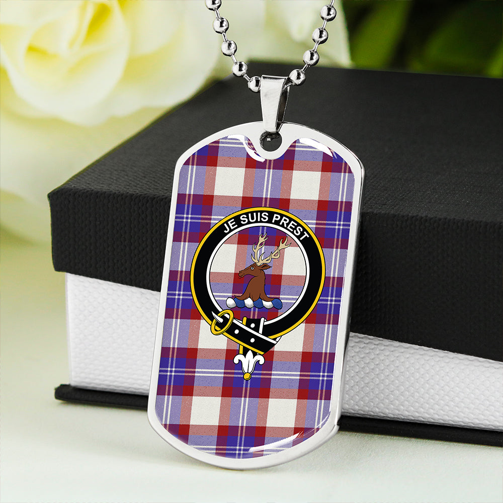 Fraser Arisaid Red Clan Badge Classic Tartan Dog Tag Necklace