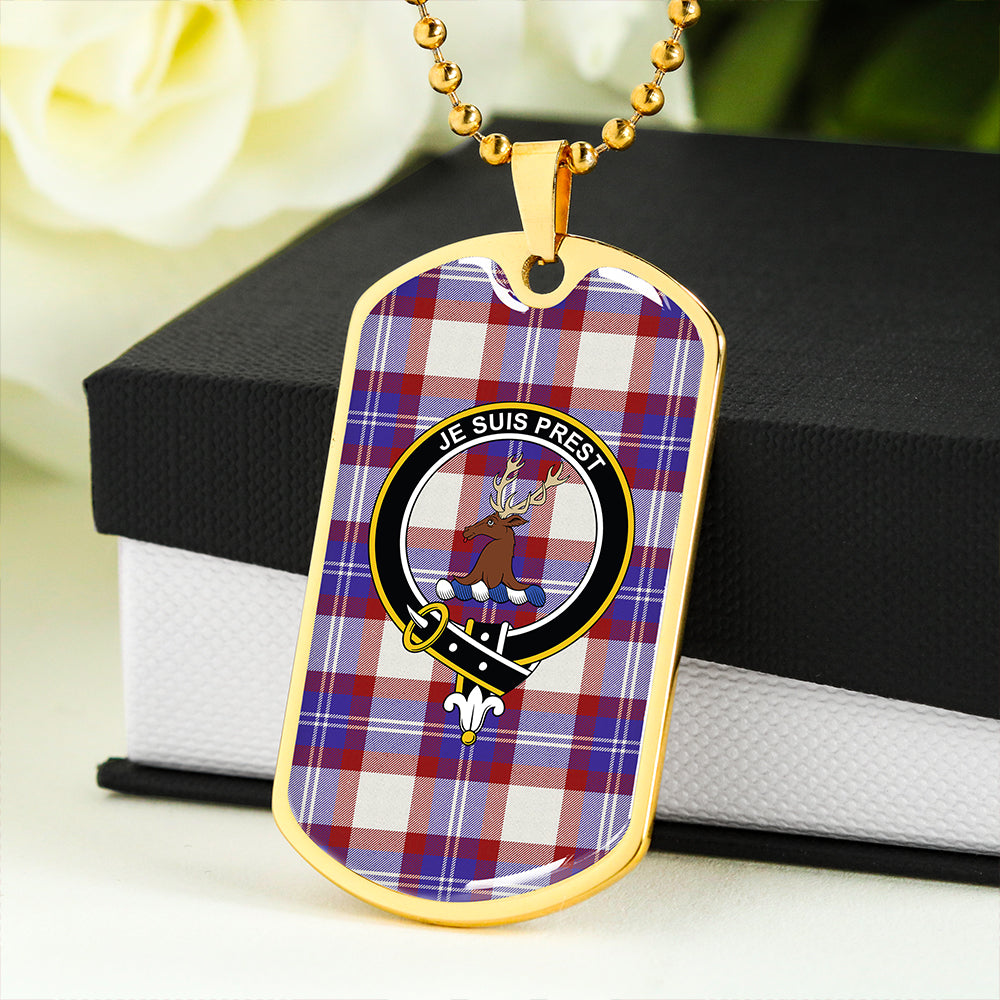 Fraser Arisaid Red Clan Badge Classic Tartan Dog Tag Necklace