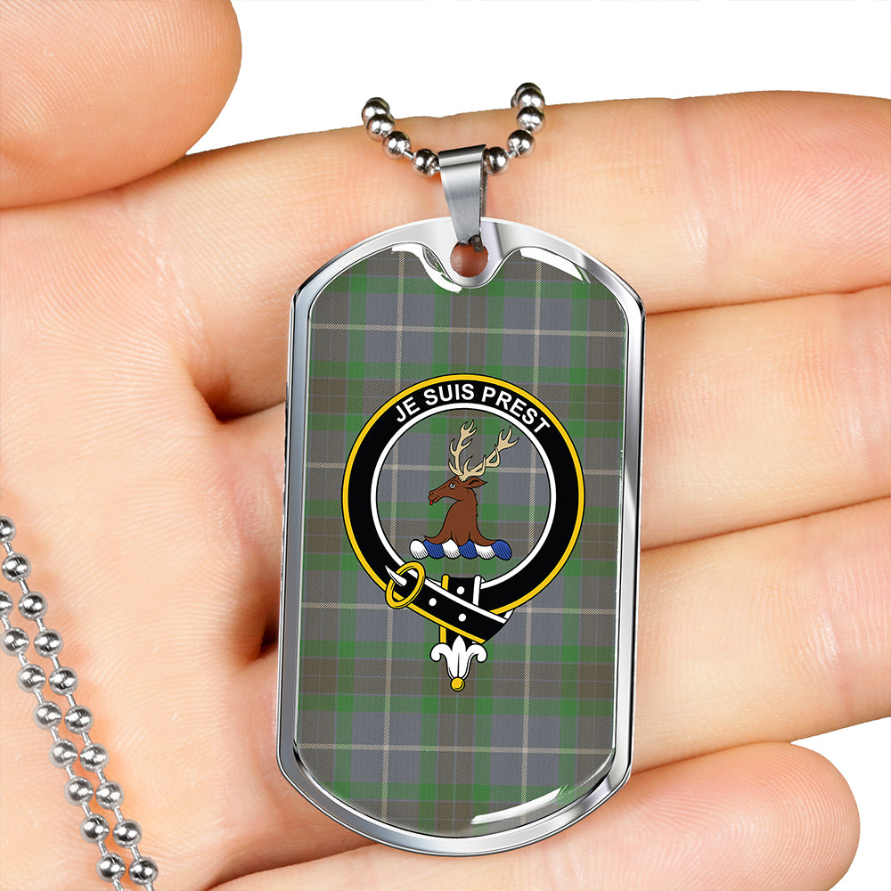 Fraser Green Ancient Clan Badge Classic Tartan Dog Tag Necklace